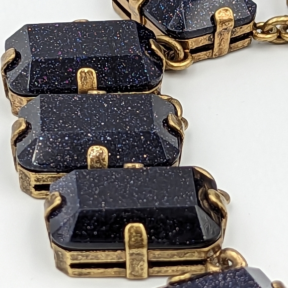 Huge Blue Goldstone Venetian Glass Haute Couture Runway RIVIERE NECKLACE - Picture 7 of 14